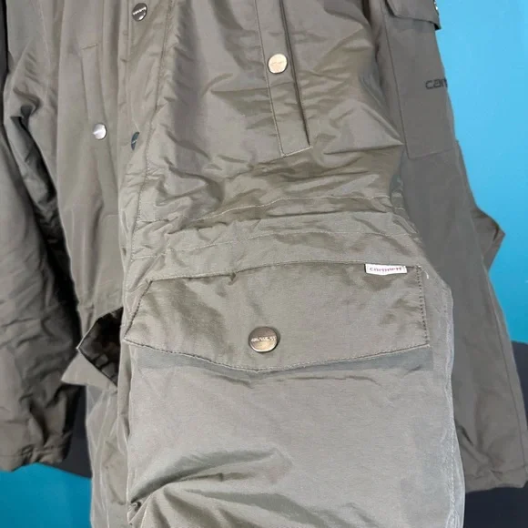 Carhartt Olive Green Hooded Puffer Coat - Picture 4 of 16